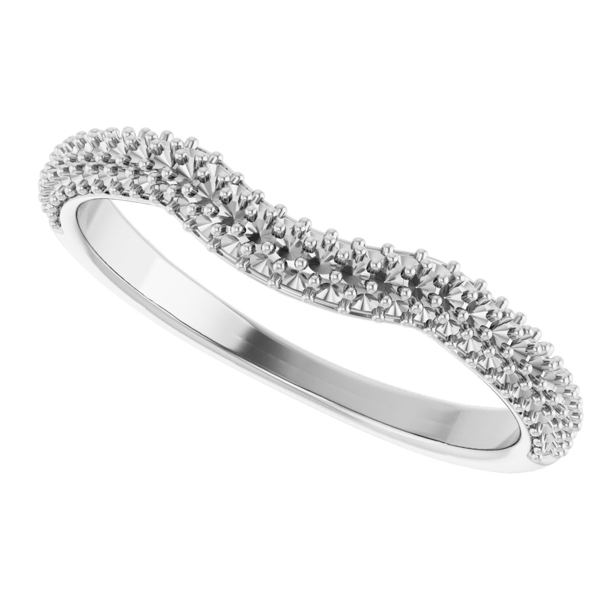 14K White 1/4 CTW Natural Diamond Pave Contour Band