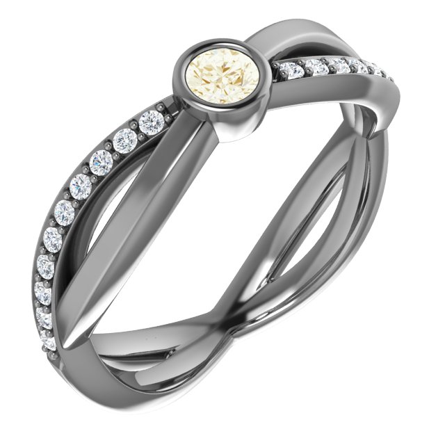 14K Yellow 3.4 mm Round 1/3 CTW Diamond Infinity-Inspired Ring