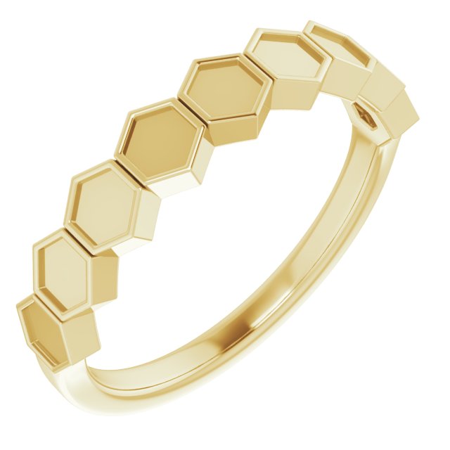 14K Yellow Stackable Geometric Ring