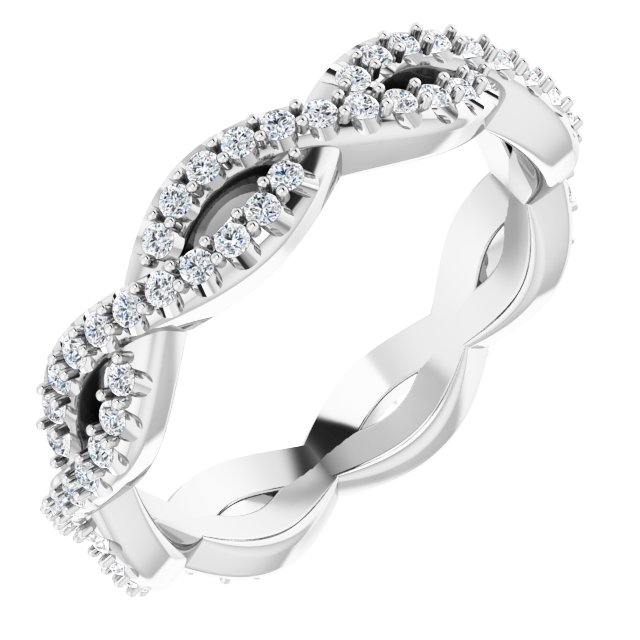 14K White 1/3 CTW Natural Diamond Infinity-Inspired Eternity Band Size 4
