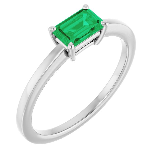 Platinum Lab-Grown Emerald Ring 