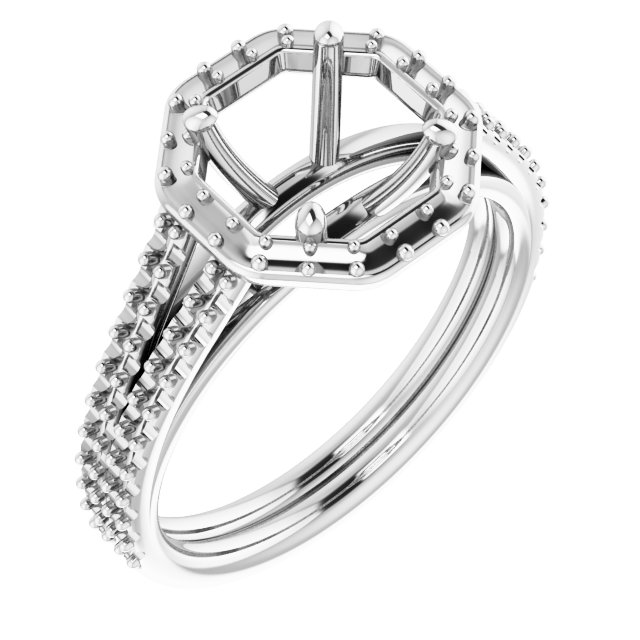 Halo-Style Double-Row Engagement Ring