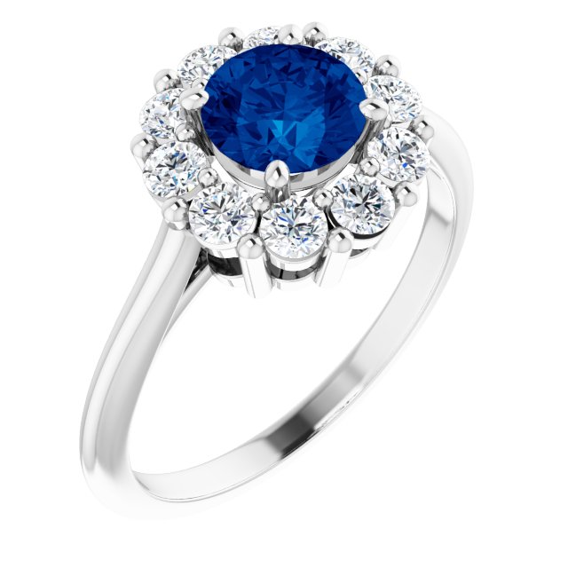 Platinum Natural Blue Sapphire & 1/2 CTW Natural Diamond Ring