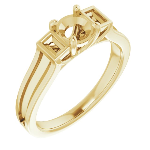 Baguette Accented Engagement Ring