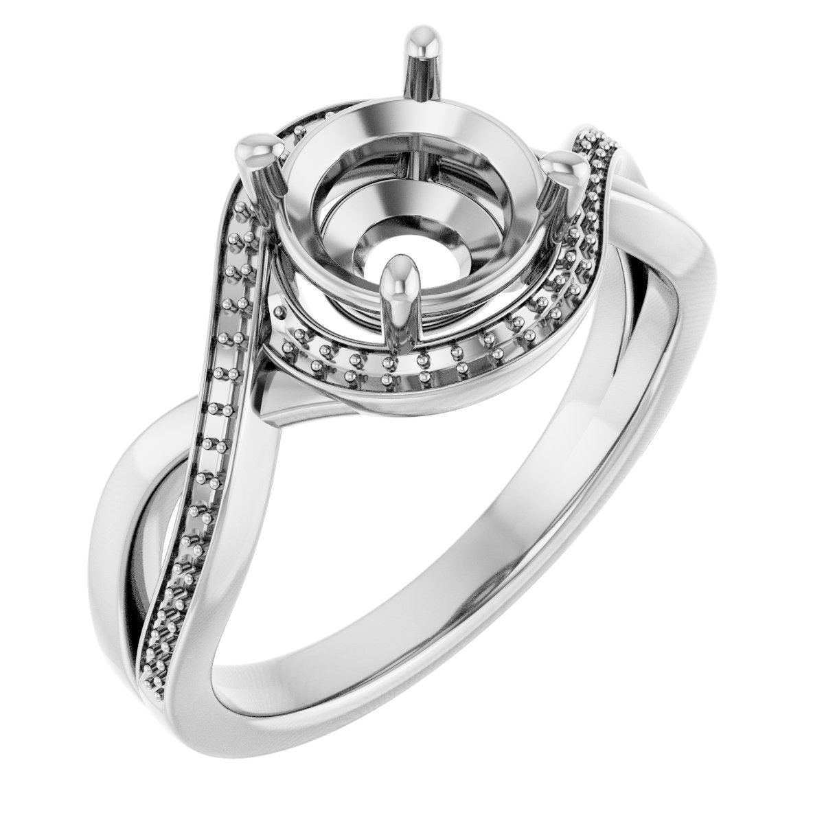 Halo-Style Bypass Engagement Ring