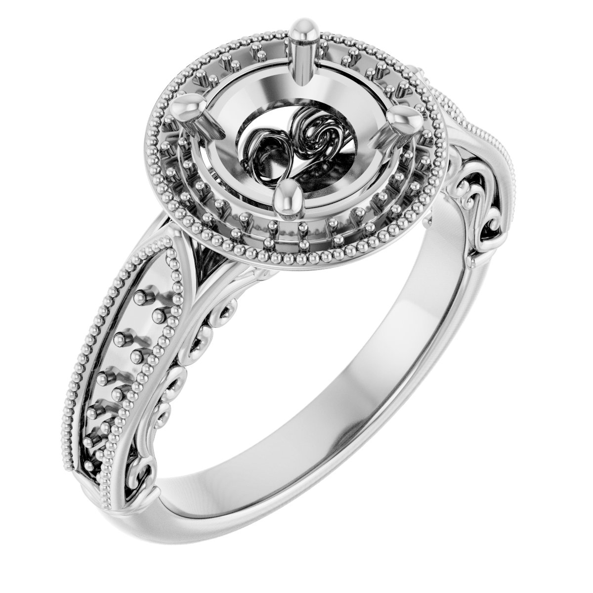 Halo-Style Vintage-Inspired Engagement Ring