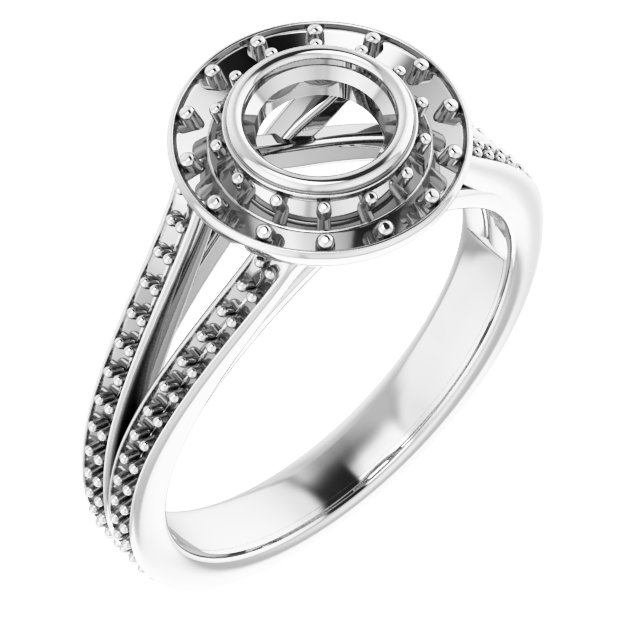 Bezel-Set Halo-Style Engagement Ring