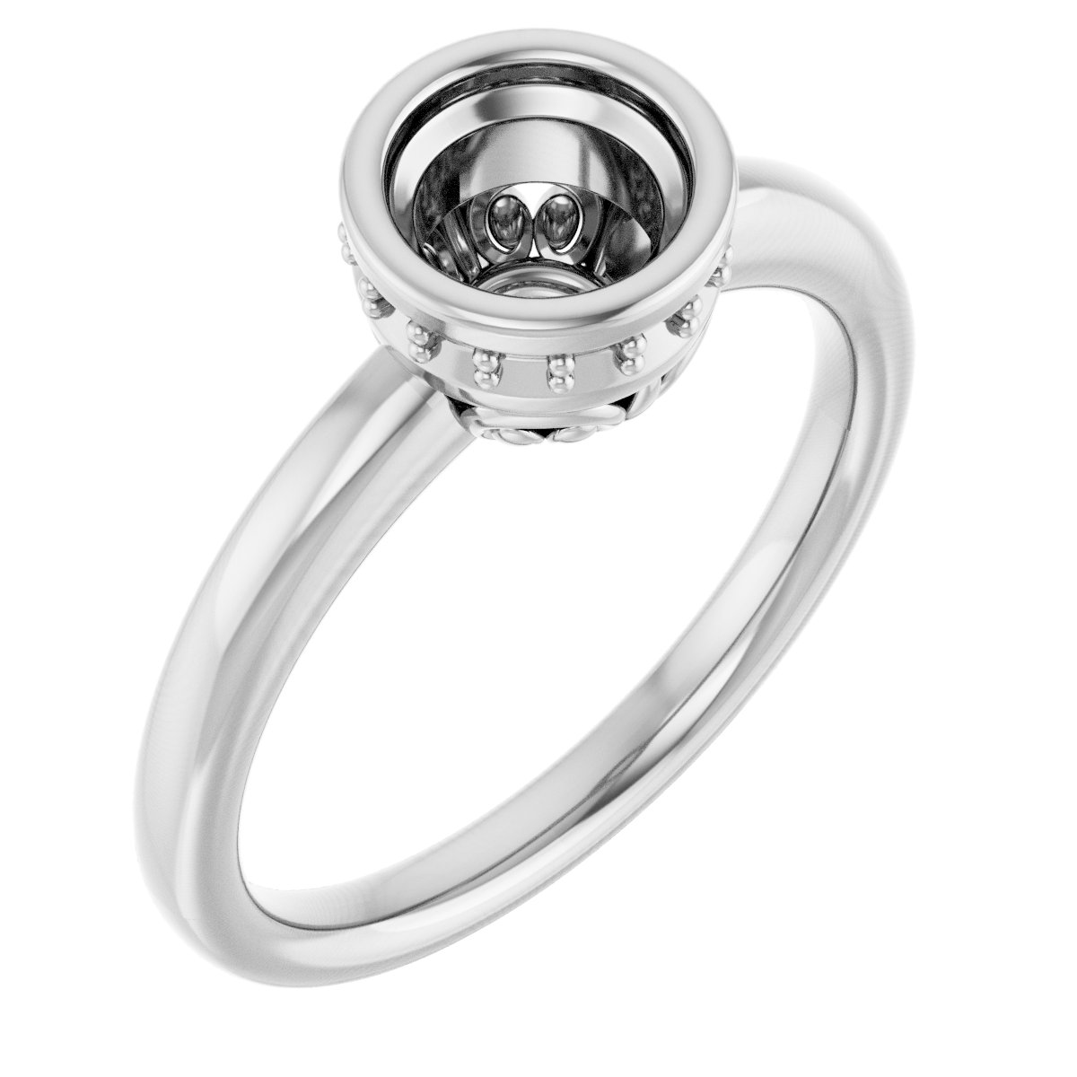 Bezel-Set Hidden Halo-Style Engagement Ring