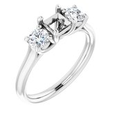 14K White 4.5x4.5 mm Square 1/2 CTW Natural Diamond Semi-Set Engagement Ring