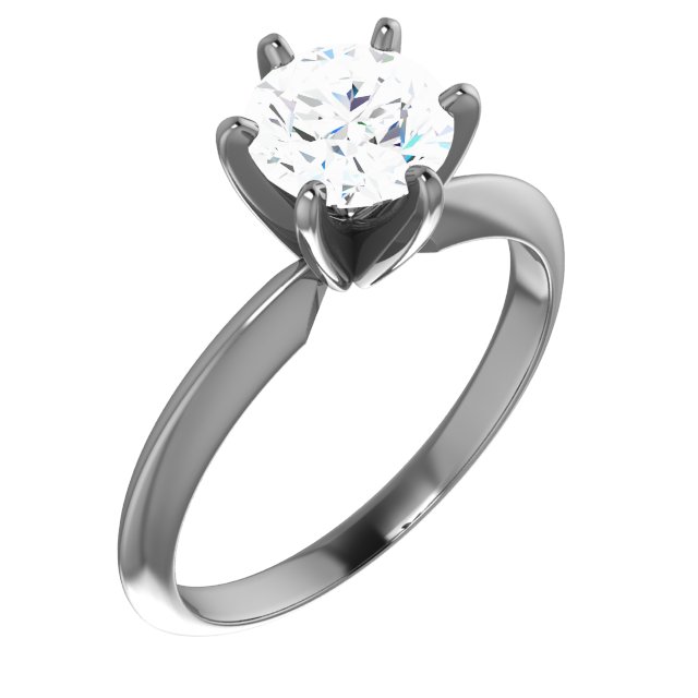 Round 6-Prong Tall & Light Solitaire Ring Mounting