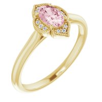 14K Yellow Natural Pink Morganite & .03 CTW Natural Diamond Ring 