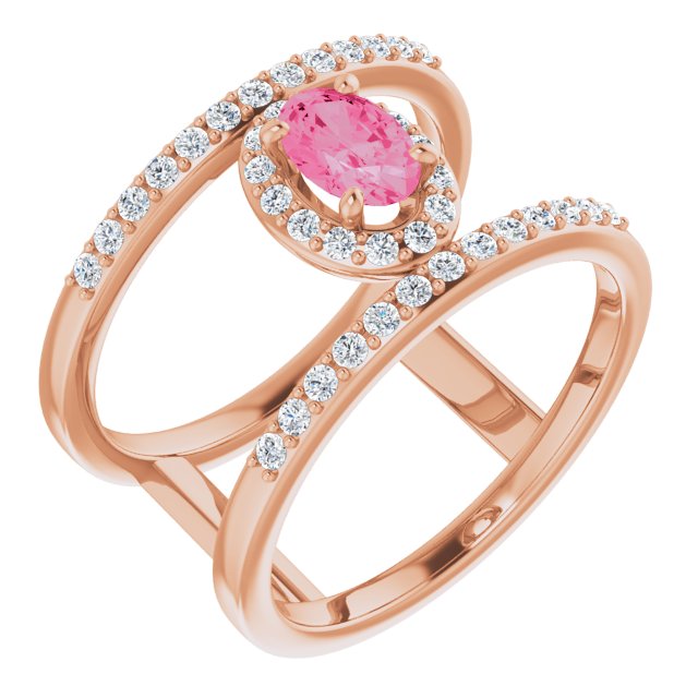 14K Rose Natural Pink Spinel & 1/3 CTW Natural Diamond Ring