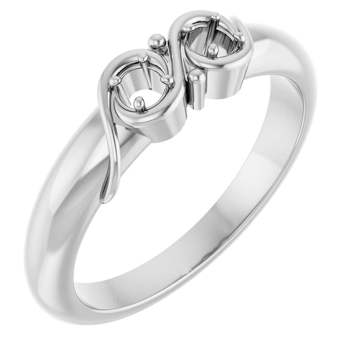 10K White 2 Stone Family Ring Mounting Stuller