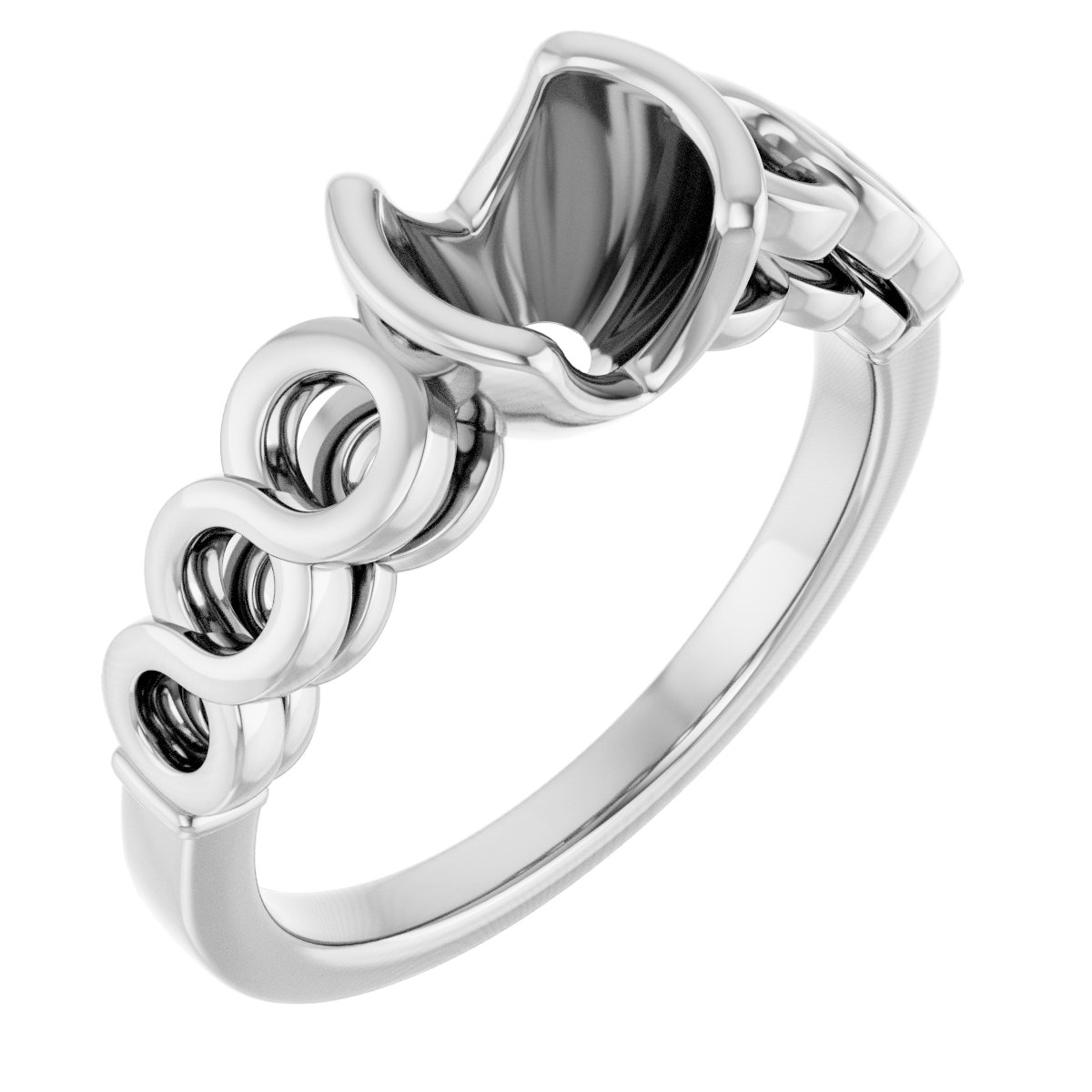 Half-Bezel Accented Engagement Ring
