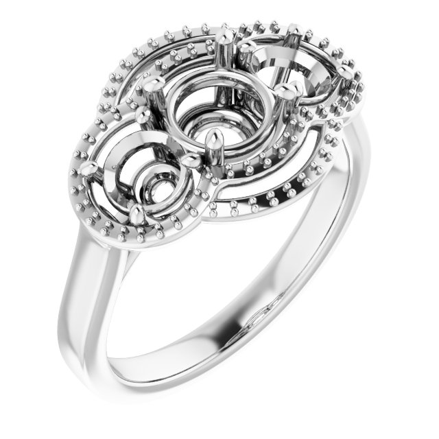 Three-Stone Halo-Style Engagement Ring