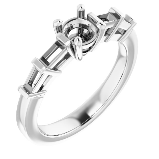 Baguette Accented Engagement Ring