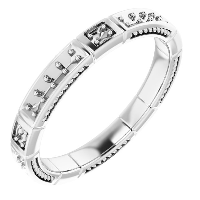 14K White 1.5 mm Round Eternity Band Mounting Size 7