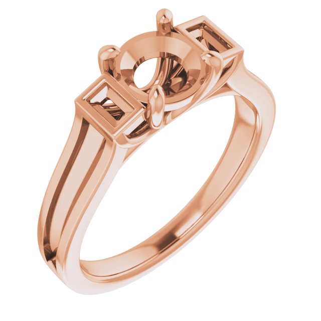 Baguette Accented Engagement Ring