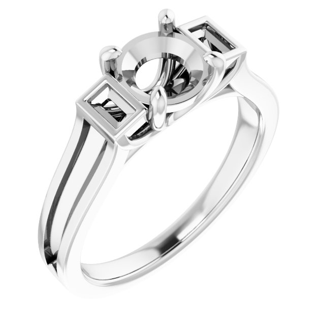Baguette Accented Engagement Ring