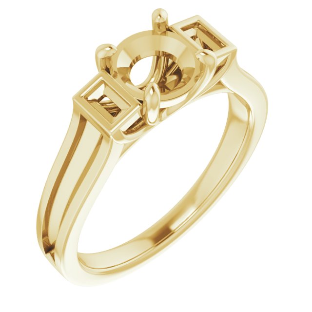 Baguette Accented Engagement Ring