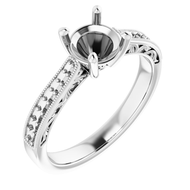 Accented Filigree Engagement Ring