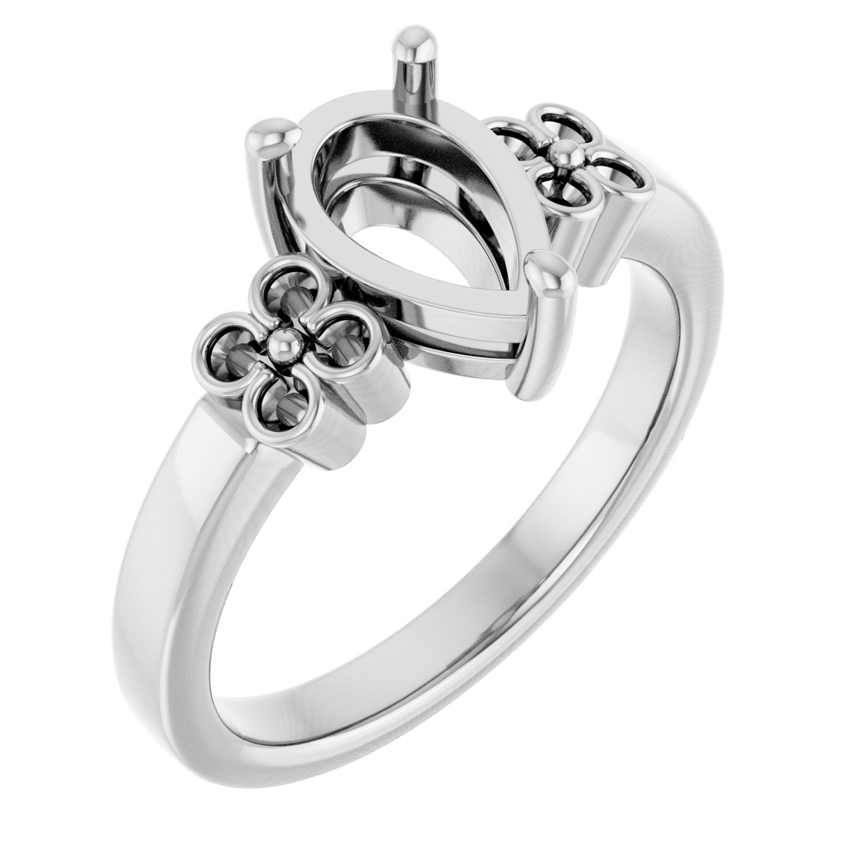 Accented Floral Engagement Ring