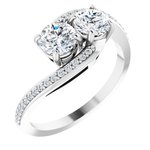 14K White 5.2 mm Round Two-Stone Engagement Ring Mounting