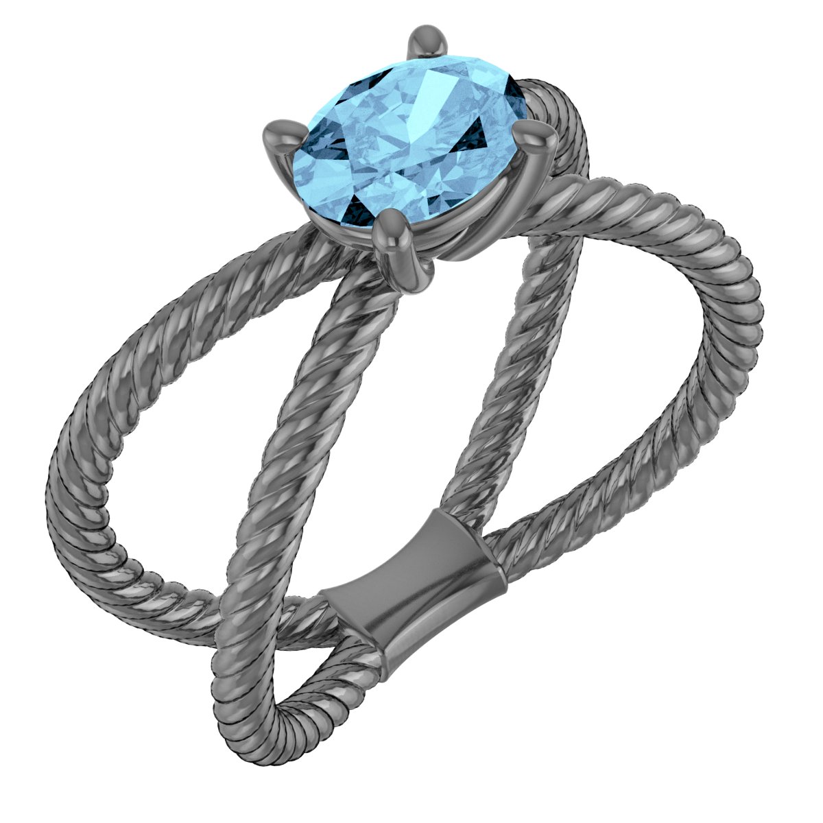 14K Rose Aquamarine Rope Ring Ref 13759268