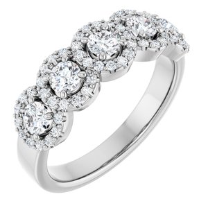 Eternity And Anniversary Bands | Five-Stone Halo-Style Anniversary Band