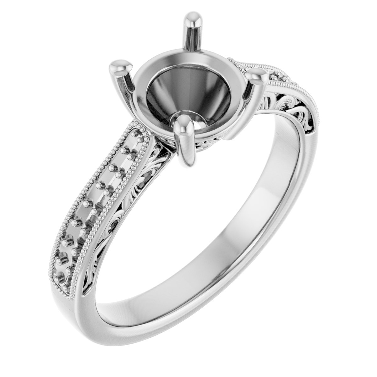 Accented Filigree Engagement Ring