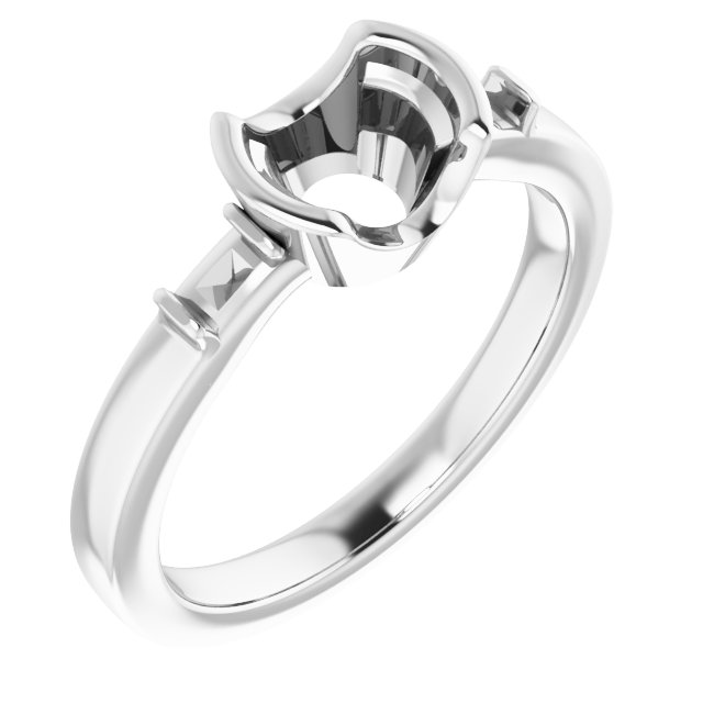 Half-Bezel Baguette Accented Engagement Ring