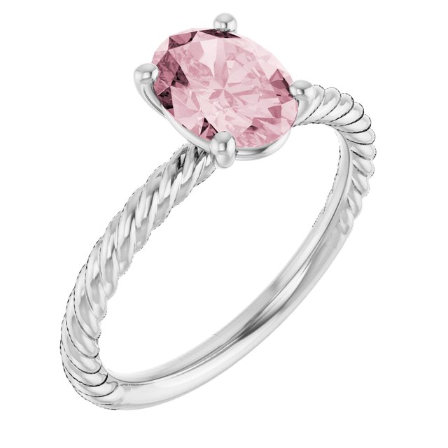 14K White Natural Pink Morganite Ring