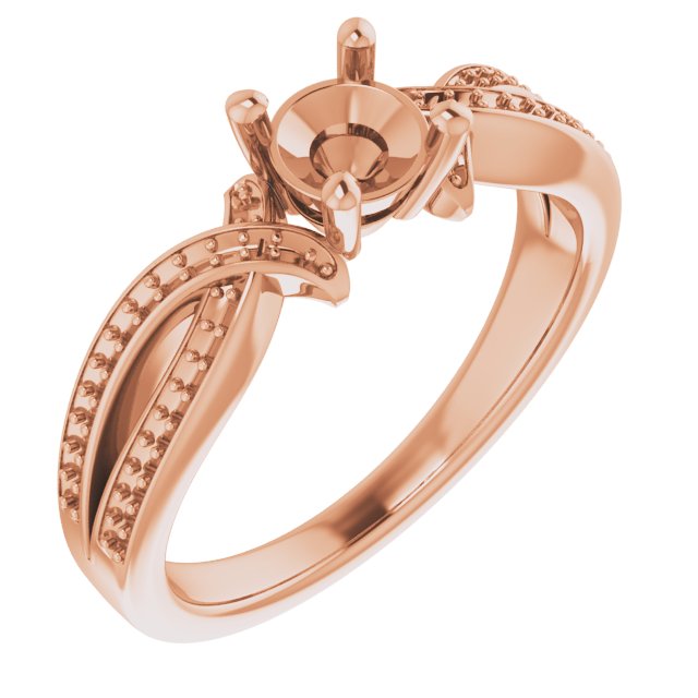 10k Rose  5.2 Mm Round Engagement Ring Mounting