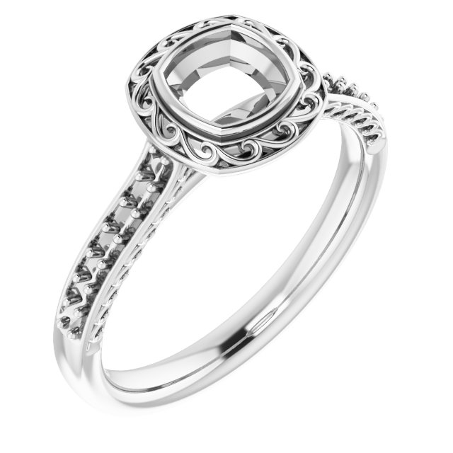 Bezel-Set Accented Scroll Engagement Ring
