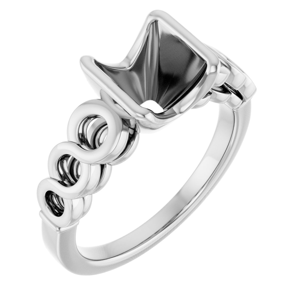 Half-Bezel Accented Engagement Ring