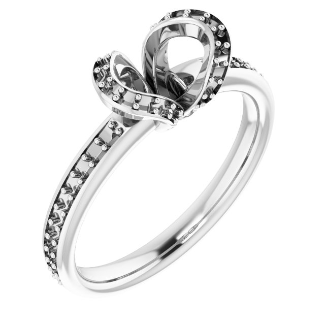 Half-Bezel Halo-Style Engagement Ring