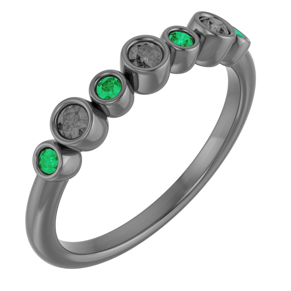 14K Yellow Lab-Grown Emerald Bezel-Set Ring  