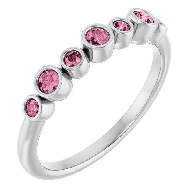 Sterling Silver Natural Pink Tourmaline Bezel-Set Ring