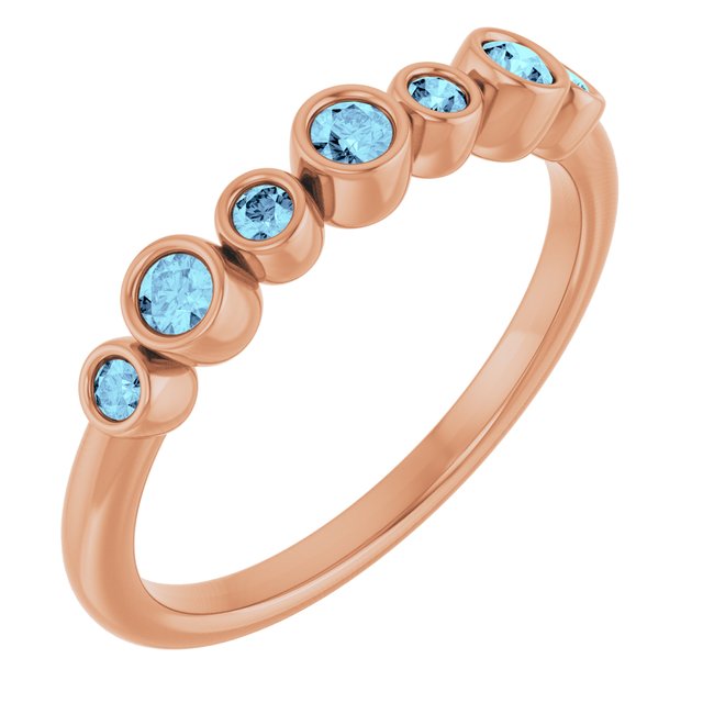 14K Rose Natural Aquamarine Bezel-Set Ring