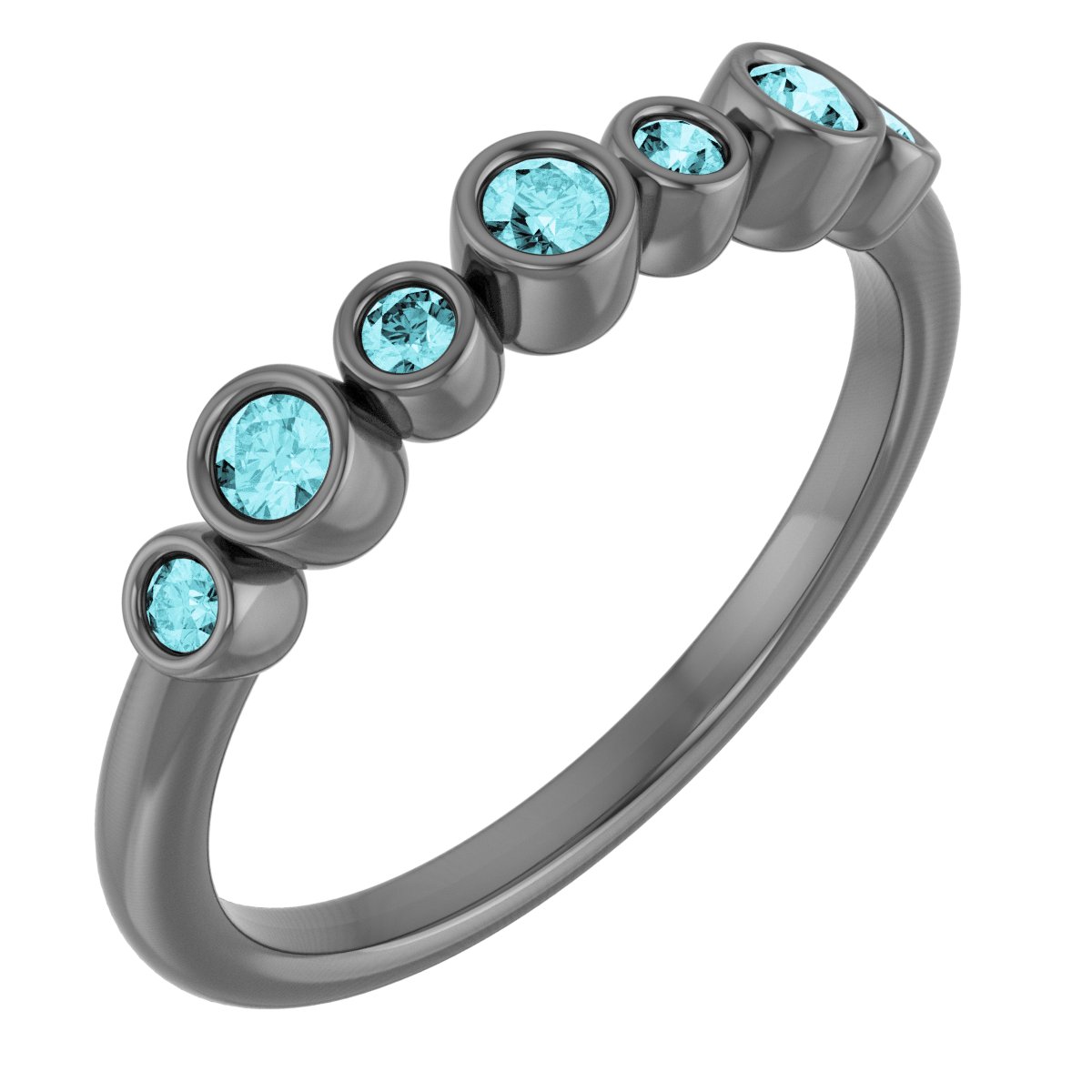 Sterling Silver Blue Zircon Bezel-Set Ring   