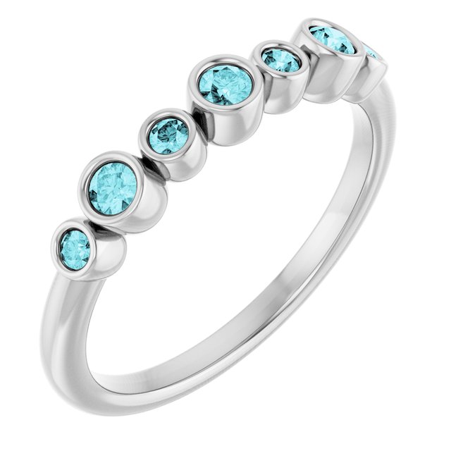 Sterling Silver Natural Blue Zircon Bezel-Set Ring