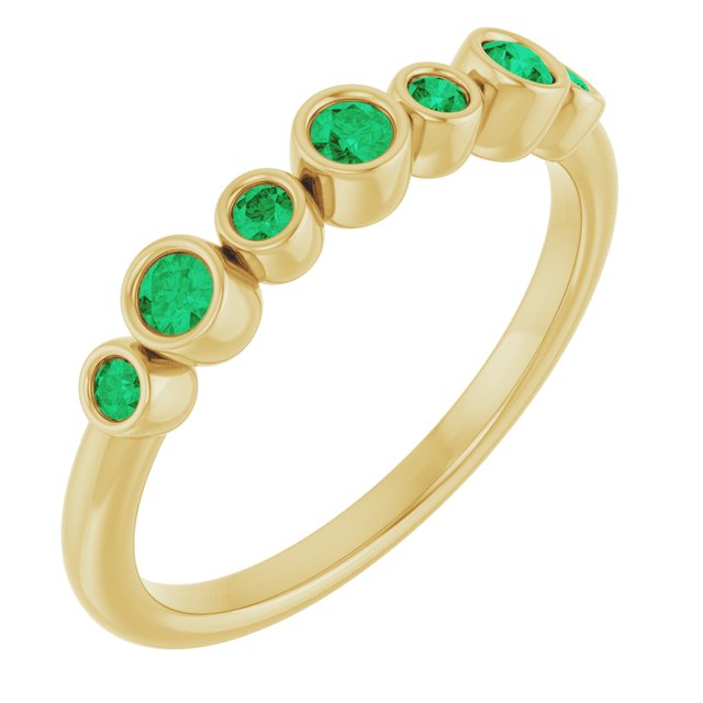 14K Yellow Natural Emerald Bezel-Set Ring