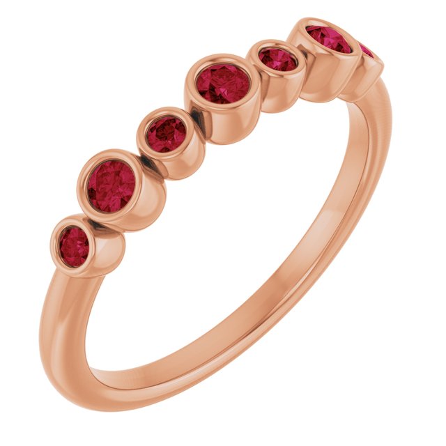 14K Rose Natural Ruby Bezel-Set Ring