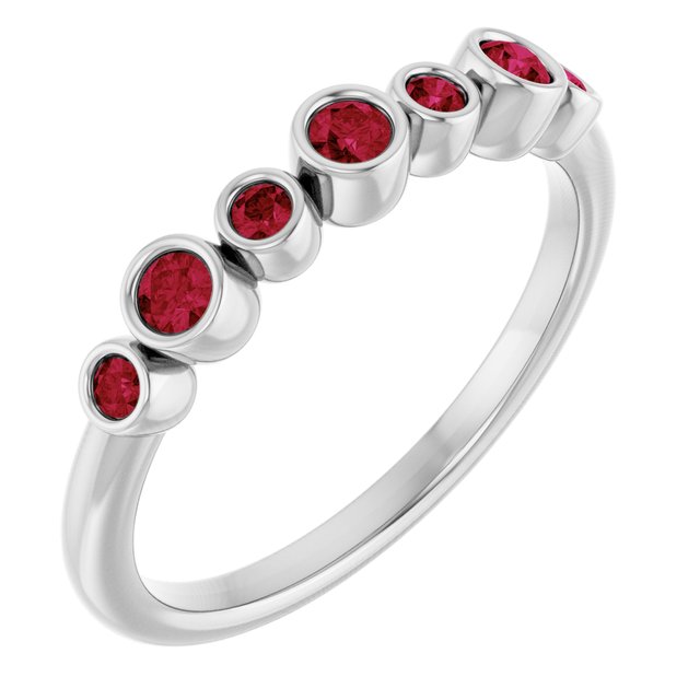Sterling Silver Natural Ruby Bezel-Set Ring