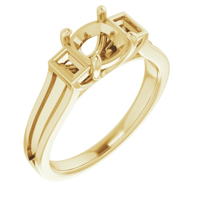 Baguette Accented Engagement Ring