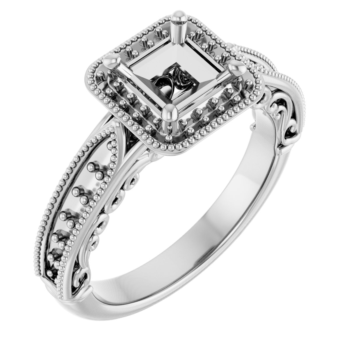 Halo-Style Vintage-Inspired Engagement Ring