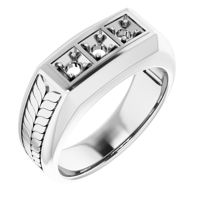 Wheat Pattern Three-Stone Ring