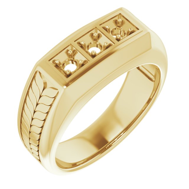 Wheat Pattern Three-Stone Ring