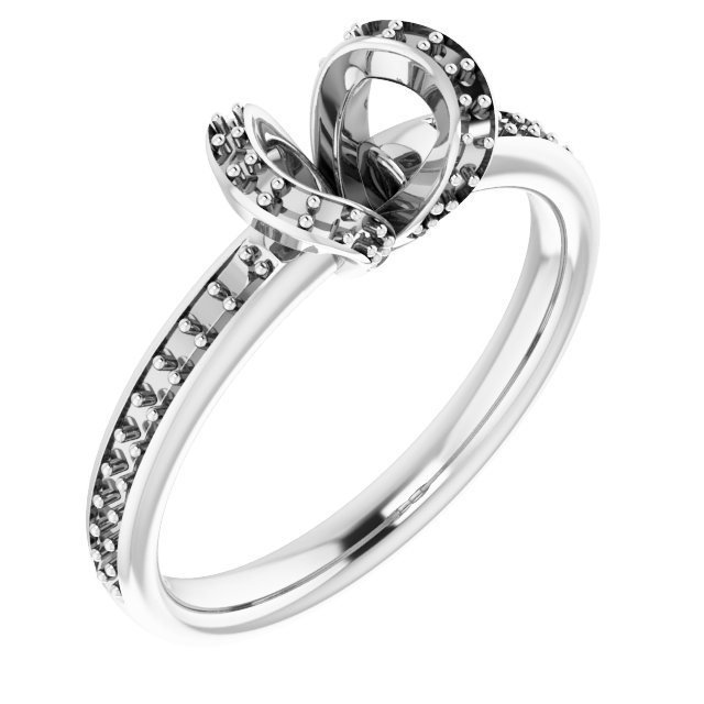 Half-Bezel Halo-Style Engagement Ring