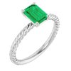 14K White Chatham Created Emerald Ring Ref 10036131
